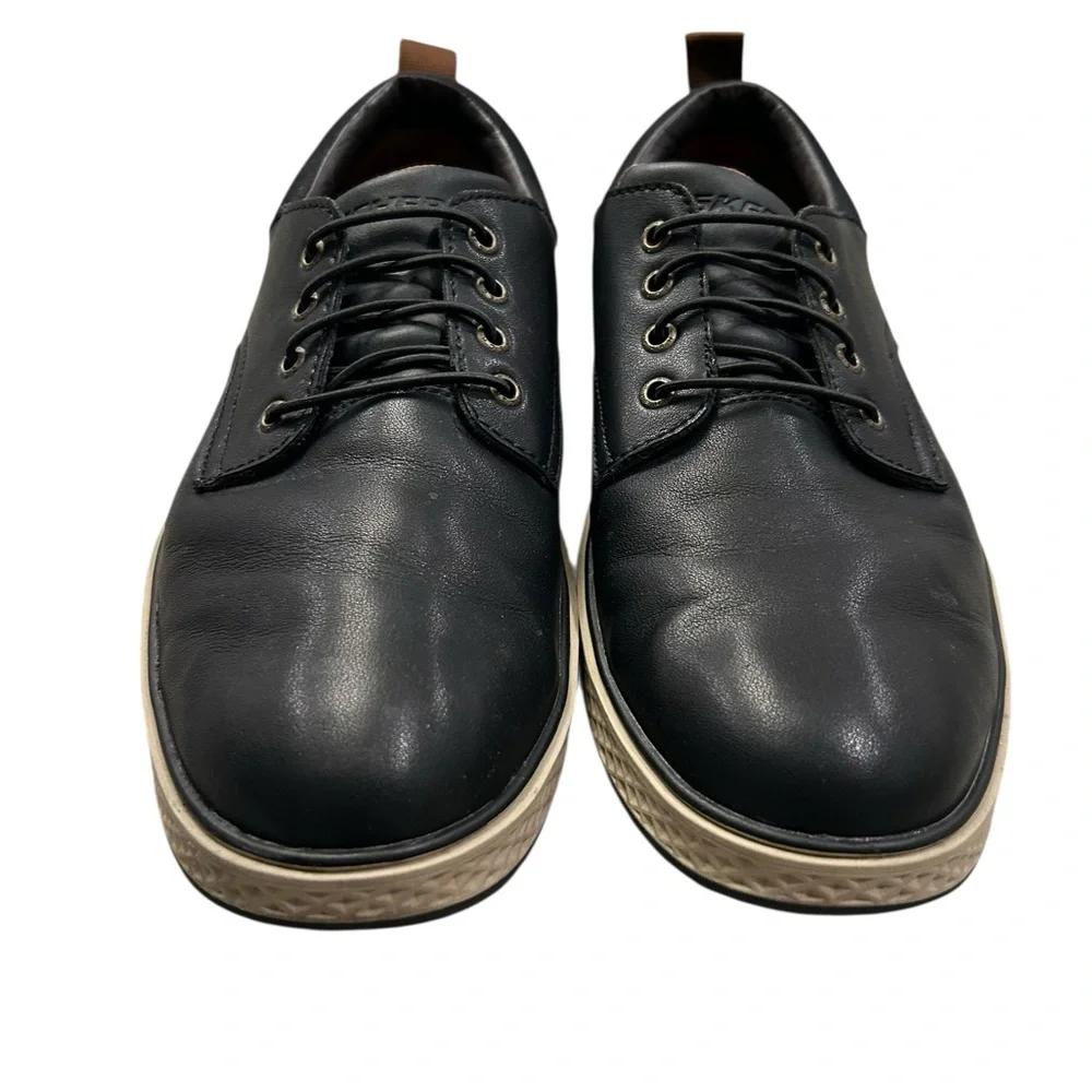 Skechers Burkett-Newsom Men’s‎ Casual Air Cooled Shoes 12 Black Brown Leather